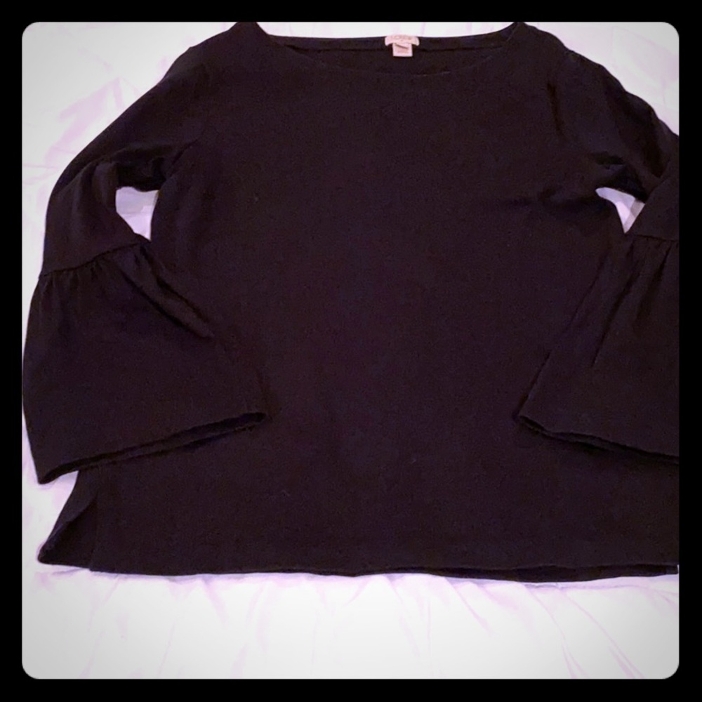 Black, bateau neck long sleeve tee